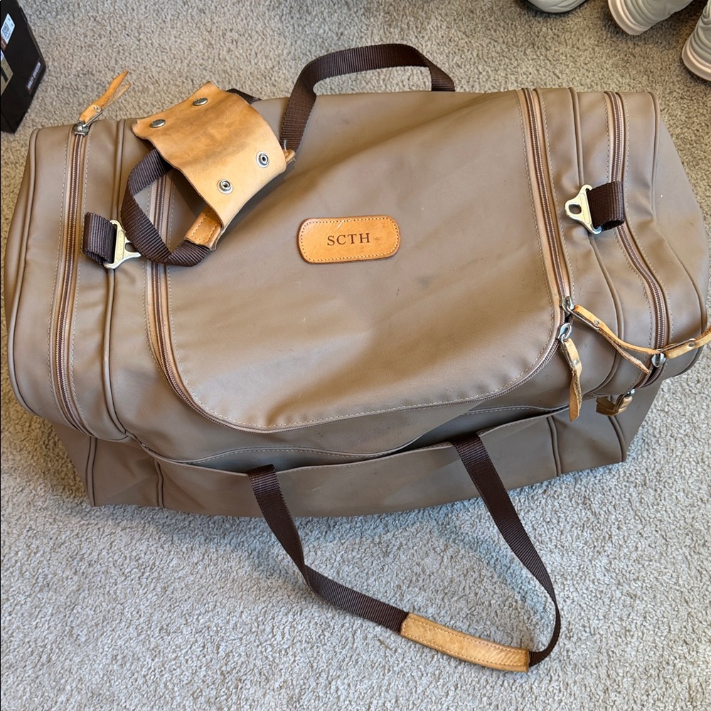 Jon Hart Design Tan/Brown Leather-Trim Duffle